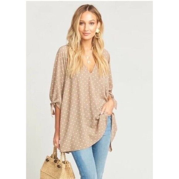 Show Me Your Mumu Size Medium Astrid Tunic Dotcha Miss Me Tunic Top Tan #GH11-5 - Picture 1 of 10